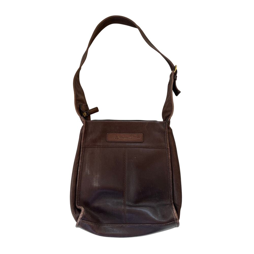 Fossil Leather Messenger Handbag 75082 Chocolate Brown Vintage Flap Pockets Y2k